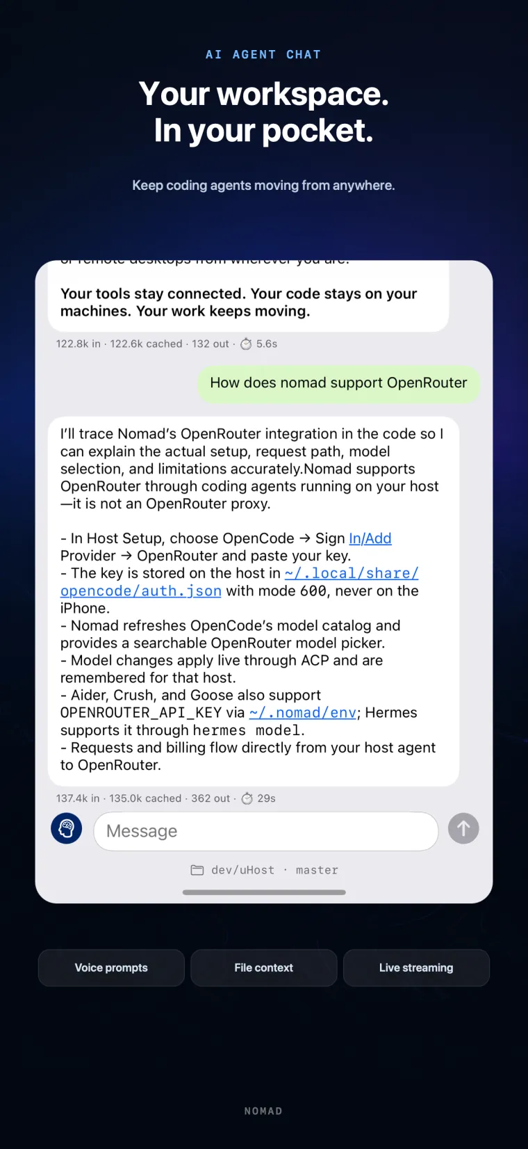 Chat with the coding agents on your own machines